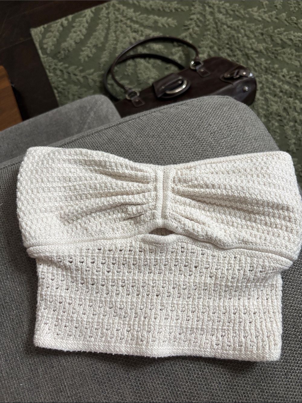 American Eagle Outfitters Cream Knitted Tube Bandeau